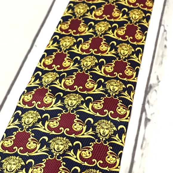 Versace Gold/Maroon / Blue Necktie - Picture 1 of 6